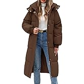 Uikue Women's Long Puffer Coat - Warm Winter Quilted Jacket Full Length Zip Up Down Coat Thickened Puffy Parka with Hood