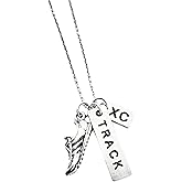 THE RUN HOME Pewter Running Shoe Charm, Track & XC Necklace - 18 Inch Stainless Steel Cable Chain with Lobster Claw Clasp