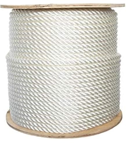 Twisted 3-Strang PolyDac Seil – Weiß Mit Rotem Marker, Verschiedene Durchmesser & Längen, Für Abschleppen, Sicherung, Camping