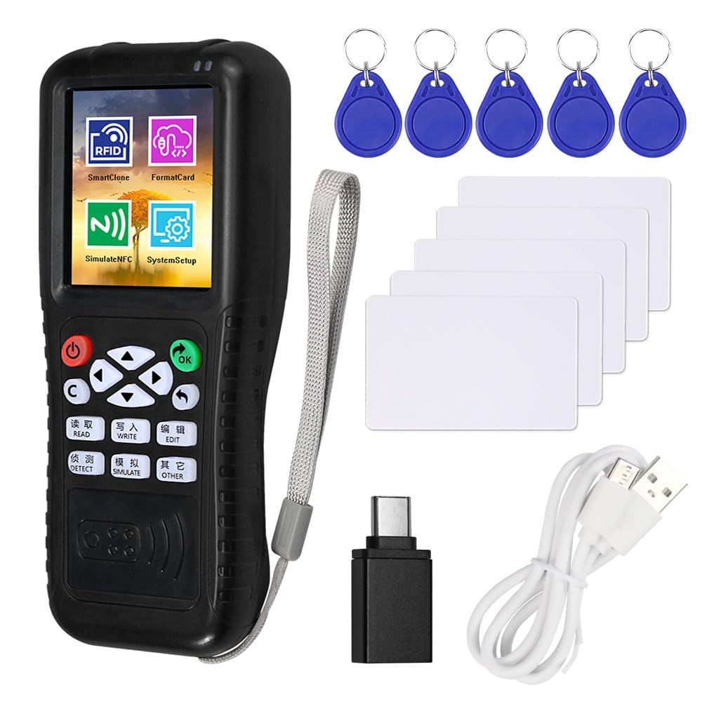 Gaocinys RFID Card Reader Writer Copier Duplicator Full ID/IC Frequency with Free Software Smart Phone APP Decoding NFC Simulate for copying Access Control Cards
