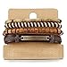 COOLSTEELANDBEYOND Mix 4 Brown Wrap Bracelets Men Women, Wood Beads Ethnic Tribal Bracelets, Leather Wristbands