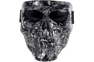 HONCENMAX Motorbike Off-Road Riding Goggles Glasses with Skull Face Mask - for Tactical Helmet M88,MICH Motorcycle Open Face Helmet - for Spooky Decor Halloween Mask Cos Mask