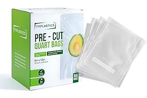 TYPLASTICS Quart 300 Count Vacuum Sealer Bags, for Food Saver, Vac Storage, Meal Prep, Pre-Cut