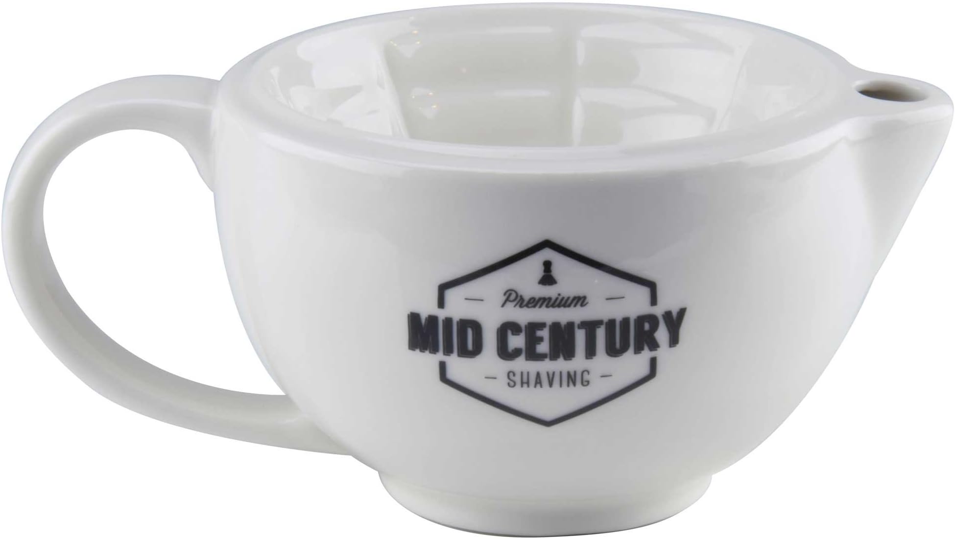 Mid Century Shaving Shave Scuttle Bowl for use with a Shaving Brush Wet Shaving - Cup or Mug Alternative (White)