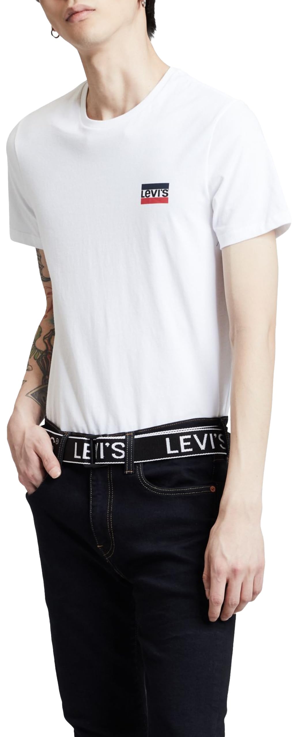 Levi's Herren 2-Pack Crewneck Graphic Tee T-Shirt, Sportswear White/Mineral Black, L