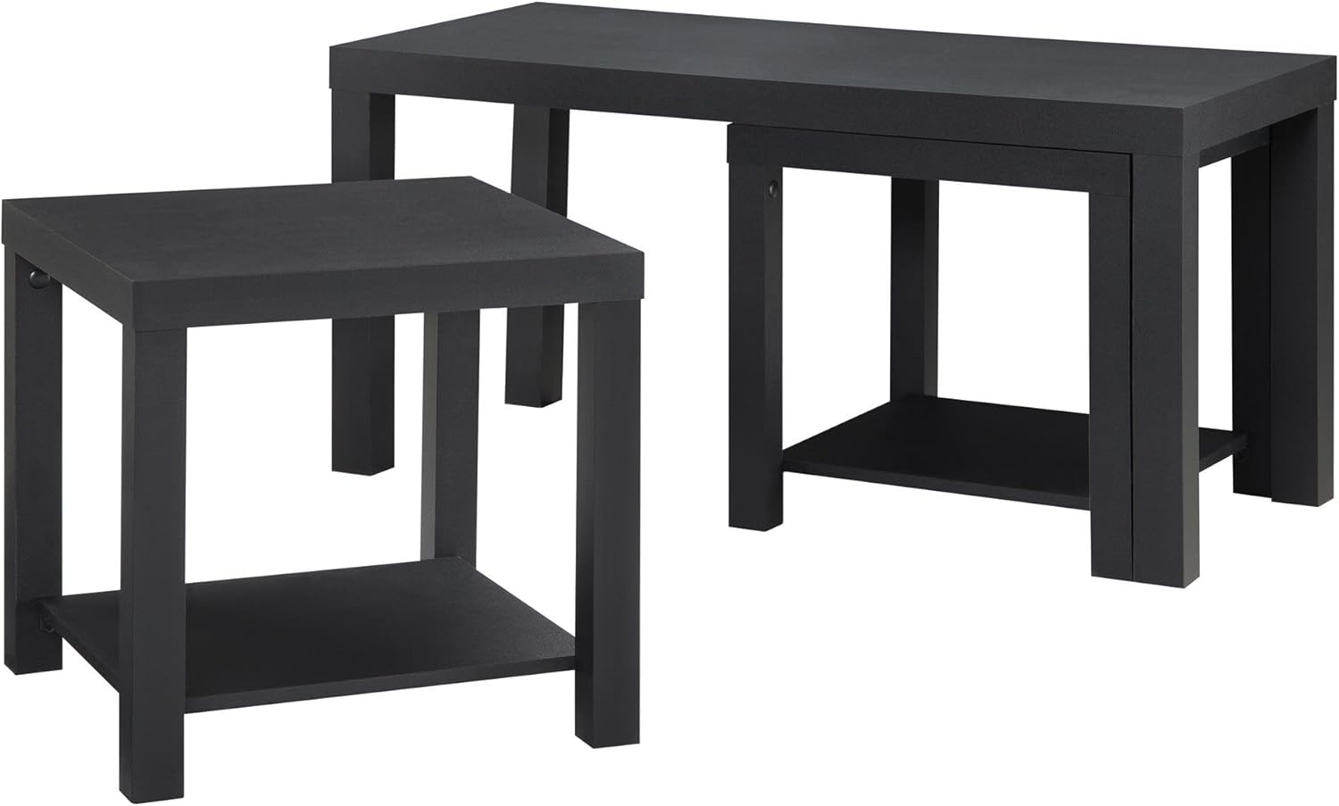 Ameriwood Home Holly Bay Coffee Table and End Table Set, Black: Furniture & Decor