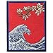 Ebateck Kanagawa Wave Patch Sew On Iron On Patches, 2 Pack Large Size, Embroidered Applique Badge Great for Jackets Backpacks Hats, Japanese Folk Art Gift