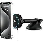 iOttie Velox Qi2 Mini 15W Wireless Charger Car Mount - Dash &amp; Windshield Car Phone Holder - MagSafe Compatible iPhone Mount for Qi2 Smartphones (iPhone12 13 14 15 16 and 17) - Car Charger Included