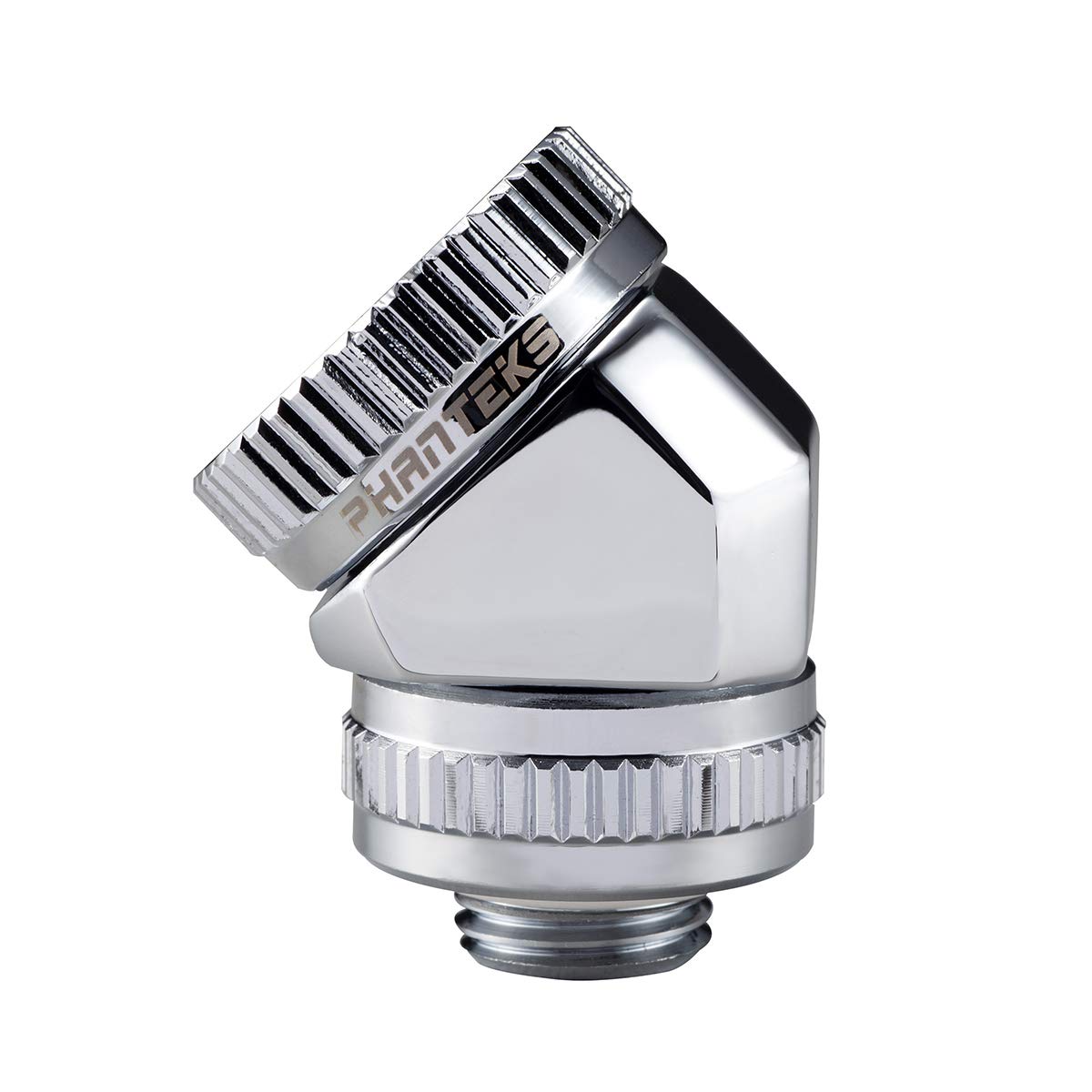 PHANTEKS Glacier Rotary Anschluss 45 Grad G1/4 Zoll AG auf 16mm AD Hardtube - drehbar, chrome silber