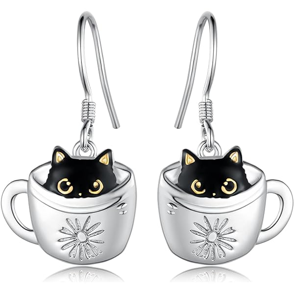 Joyería Gato Plata 925 Pendientes De Aro Con Forma De Gato - Plata De Ley 925, Cristal Rojo, Hipoalergénicos, Regalo Para Amantes De Los Gatos, Mujeres Y Niñas Joyería Temática Gatos Regalo