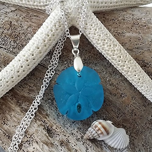 Handmade in hawaii,deep ocean blue sand dollar sea glas…