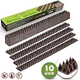 Bird Spikes â€“ Set of 10 Spike Stripsâ€“ Effective Deterrent for Animals, Pigeons, Other Small Birds â€“ Protect Your Fence, Walls & Railingsâ€“ No Tools Needed (Brown)