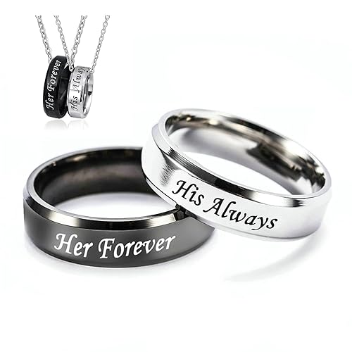 Aooaz Matching Rings, Promise Rings for Couples Stainless Steel