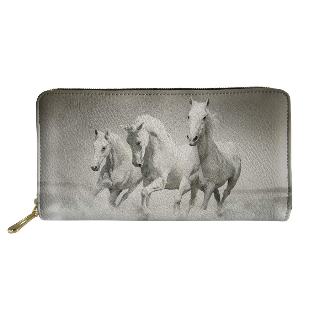 Horse Purse for Women Gifts Wallet Soft Leather Clutch Long Card Holder Hand Bag Zipper Wallets by Showudesigns