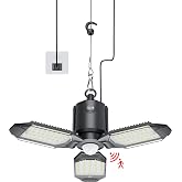 Craftersmark Plug in Led Garage Light Motion Sensor 80W 8000LM 1Pack | Motion Sensor Lights Indoor, Motion Activated, Dusk to Dawn, 3 Deformable Hanging Shop Bulb for Basement, Warehouse, Barn
