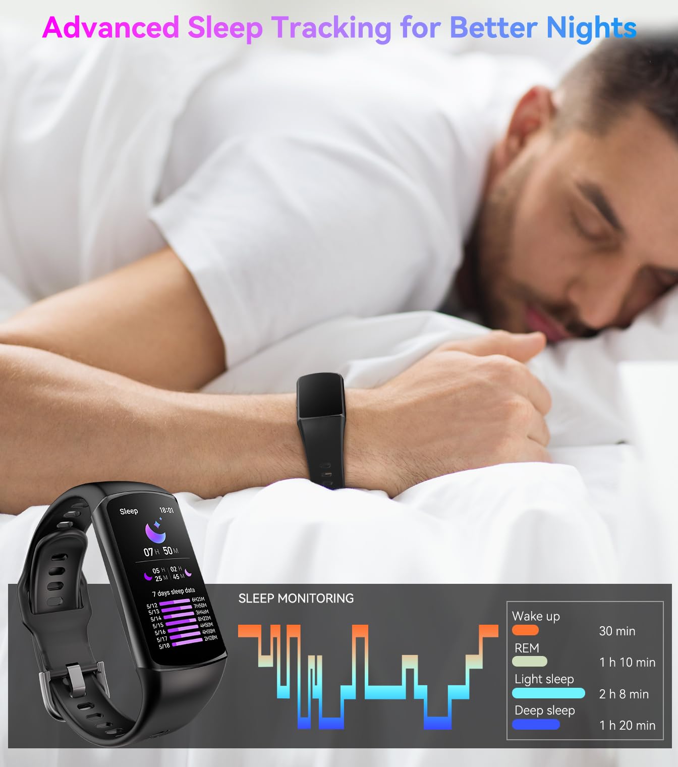 Smart Watch Fitness Tracker with 24/7 Heart Rate, Blood Oxygen Blood Pressure Monitor Sleep Tracker 120 Sports Modes Activity Tracker Step Calorie Counter IP68 Waterproof for Andriod iPhone Women Men - Image 7