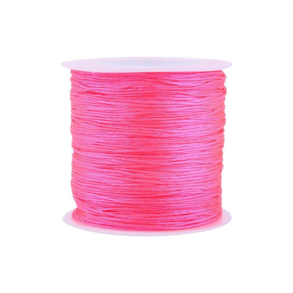 Haofy Craft Nylon Thread, Elastic Beading Cord, Stretch Fabric Crafting String, Chinese Knot Rattail Macrame Shamballa Thread for DIY Bracelet Necklace Beading Sewing Jewellery Making,100m (Pink)
