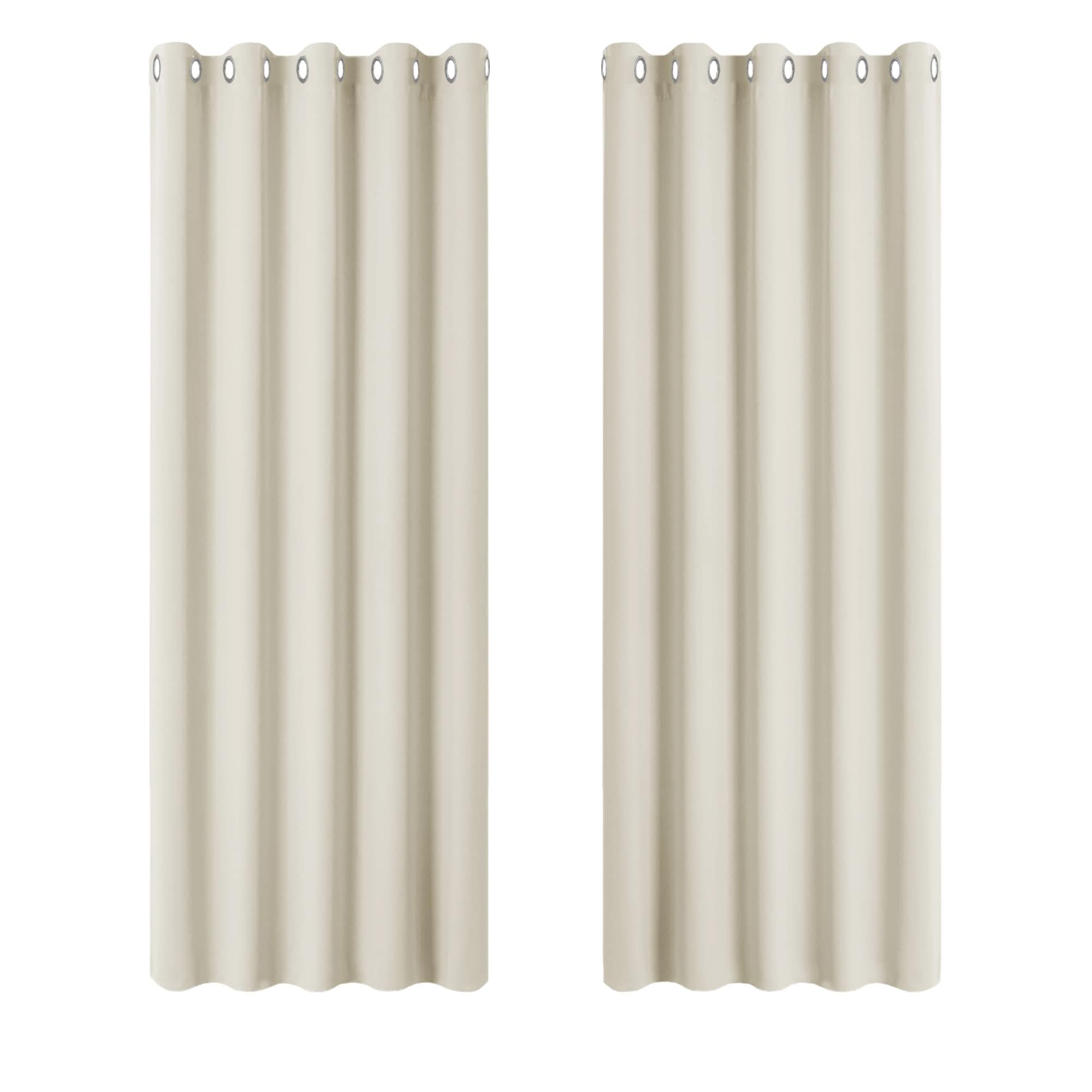 PONY DANCE Thermal Insulated Curtains for Living Room - Eyelet Balance Temperature Curtains Super Soft Bedroom Drapes for Nursery/Children/Kids, 66 x 72 Inches, Beige, 2 Panels