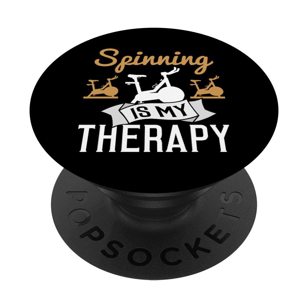 Funny Spinning Is My Therapy Spin Class Cycling Workout Gift PopSockets Grip and Stand for Phones and Tablets
