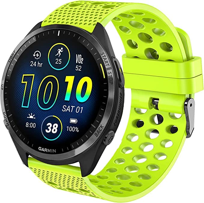 Blueshaweu Compatible for Garmin Forerunner 965 Bands, Silicone Replacement Wristbands Sport Strap with Metal Buckle Compatible with Garmin Forerunner 965 / Forerunner 265 46 MM Smartwatch (Green)