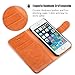 OCASE iPhone 5 Case iPhone 5S Case [Free Screen Protector Included] Leather Wallet Flip Case for iPhone 5 / 5S / SE Devices - Light Brown