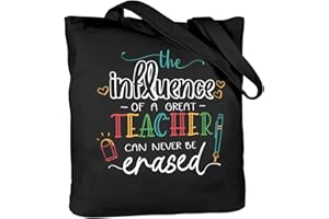 CARAKNOTS Teacher Gifts Teacher Appreciation Gifts for Womenn Teacher Bag Black Teacher Thank you End of Year Birthday Graduation Gifts for Teachers Tote Bag with Pocket Cotton Canvas
