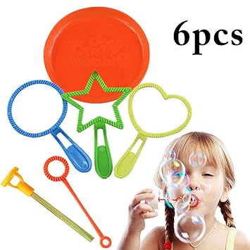 Coxeer 6PCS Bubble Stick Star Heart Round Bubble Outdoor Tool Bubble Wand Bubble Making Toy