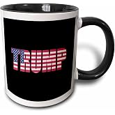 3dRose USA American Patriotic Typography-Donald Trump-Black 15oz Two-Tone Black Mug