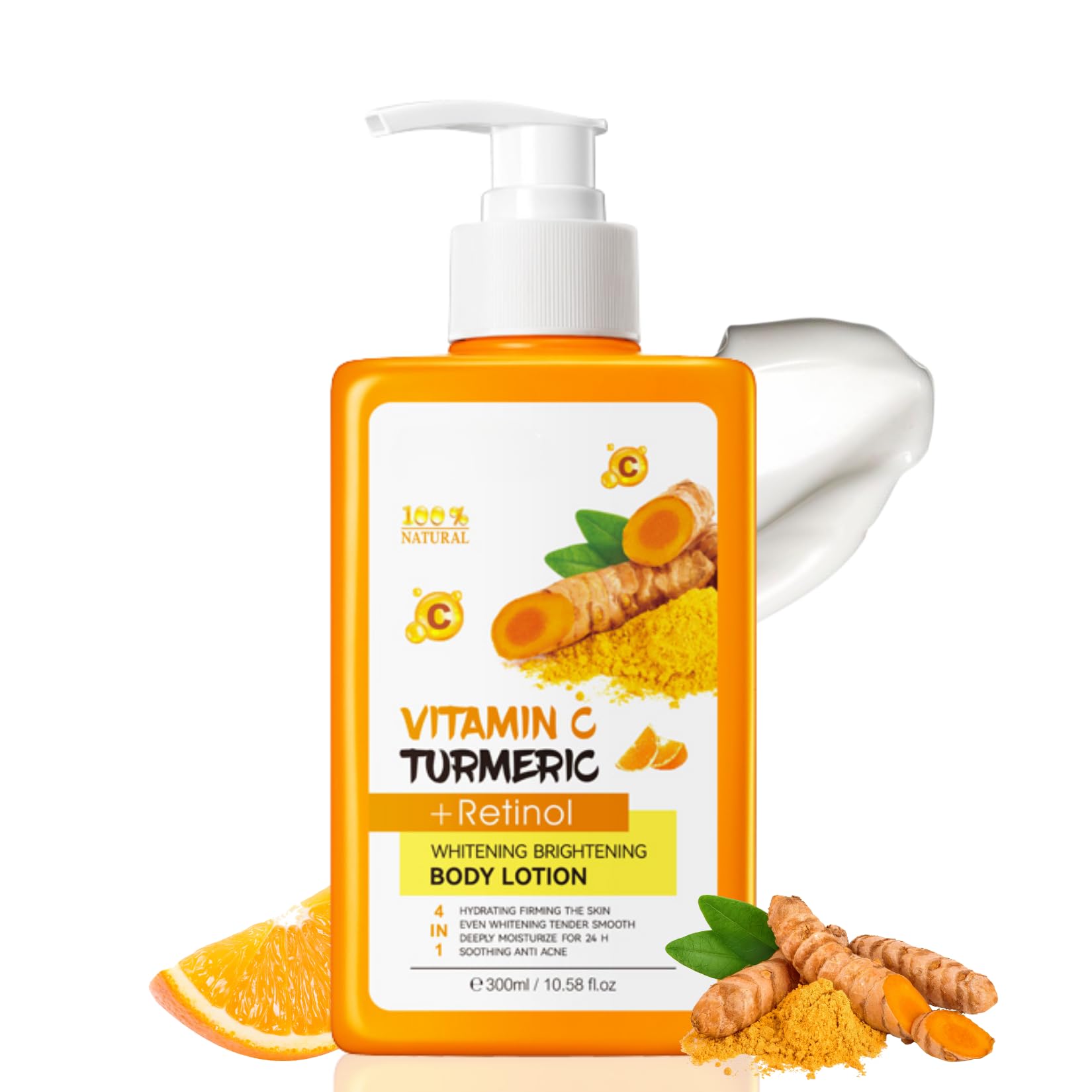 Turmeric & Vitamin C Body Lotion - Multi-Purpose Body Lotion - Turmeric,Vitamin C with Retinol Cream - Large-Capacity Body Moisturizer for Dry Skin - Remove Dark Spots,Smooth,Bright Skin 300ml