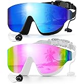 Zoomsnail Swim Goggles, Frameless Wide View Swimming Goggles, Anti-Fog Anti-UV No Leaking Pool Goggles for Men Women Adult