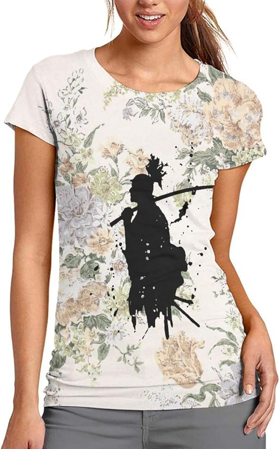 Amazon Co Jp 和風 武士 超カッコいい 侍 男気 剣道 Tシャツ 大人の女性 半袖 夏 カジュアル セクシー熟女 ファッション ラウンドカラー 服 ファッション小物
