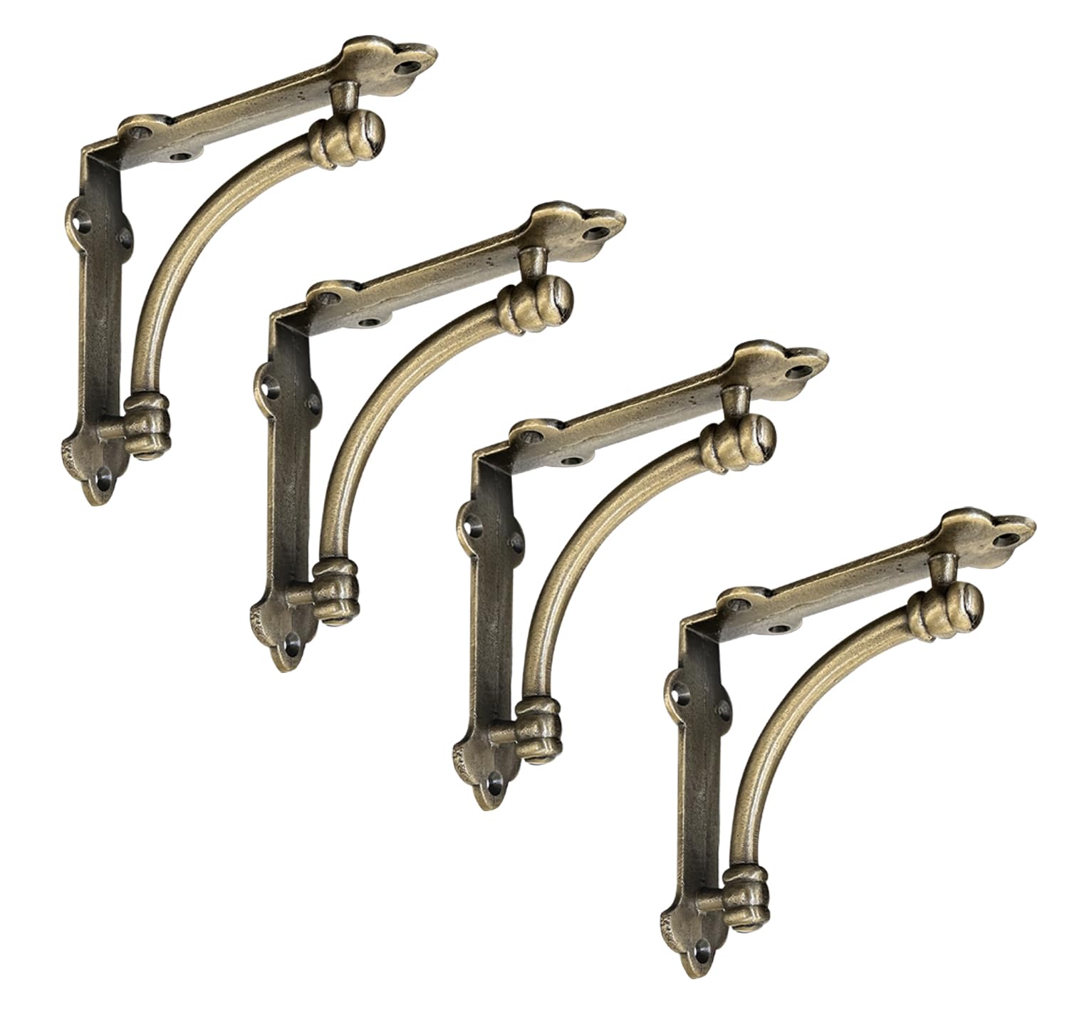 NACH Half Round Wall Shelf Bracket, Heavy Duty and Think, DIY Projects, Hardware Included, 4 Pack, Antique Gold Finish, 5.5x5.5x1.2 inch, JS-90-064GS by North American Country Home