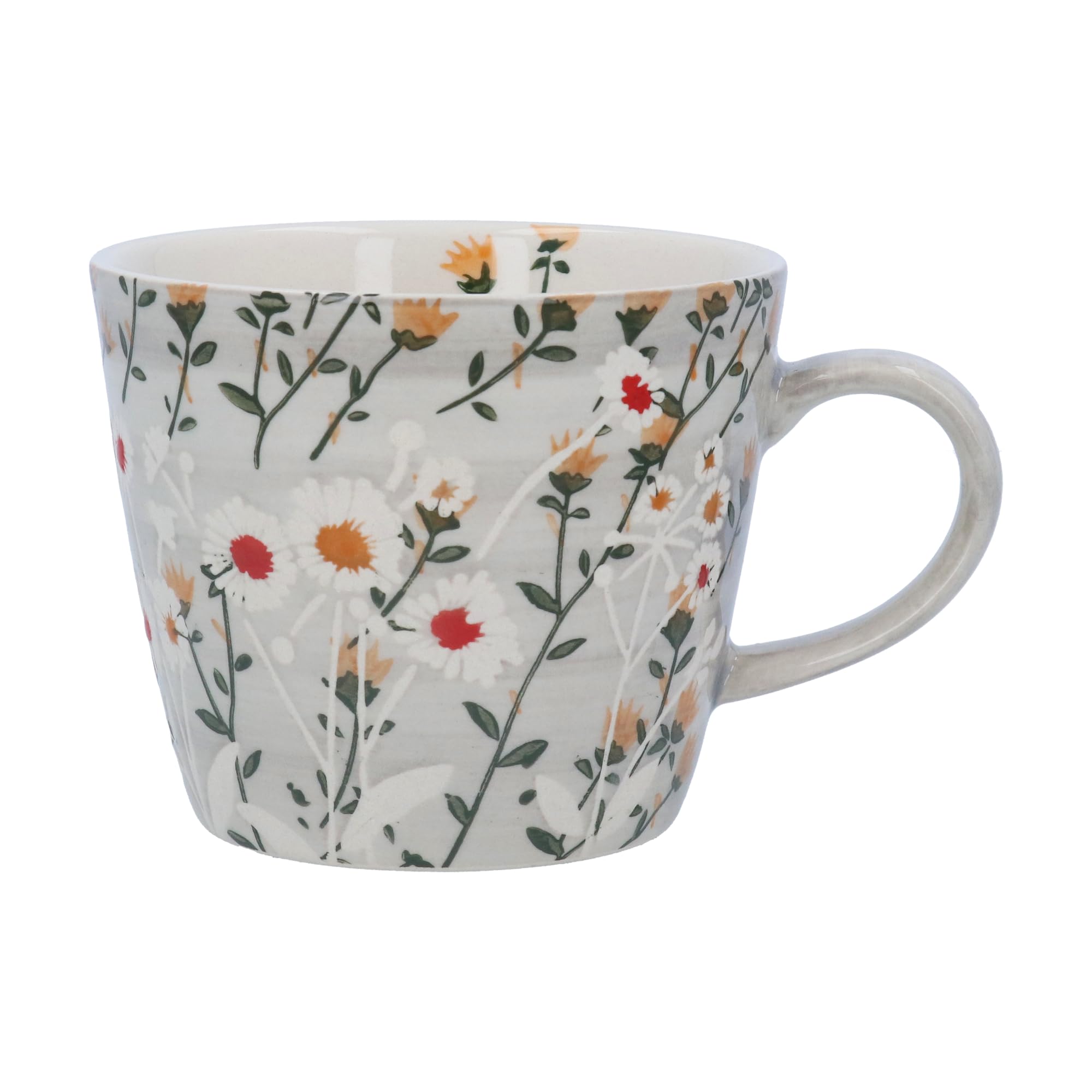 Gisela Graham Light Grey Wild Daisy Stoneware Mug