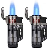Torch Lighter, Cigar Lighter, Triple Jet Flame Torch Lighters, Windproof Butane Refillable Gas Torch Lighters with a Gift Box
