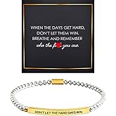 sunglnl Dont Let The Hard Days Win Beaded Bracelet For Women, 18K Gold Tube Adjustable Lettering Engraved Metal Stainless Steel Beads Band Inspirational Friendship Gifts Jewelry