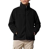 Haloumoning Boys Zip Up Fleece Jacket Kids Lightweight Outerwear Long Sleeve Mock Neck Coat with Pockets 5-14Y