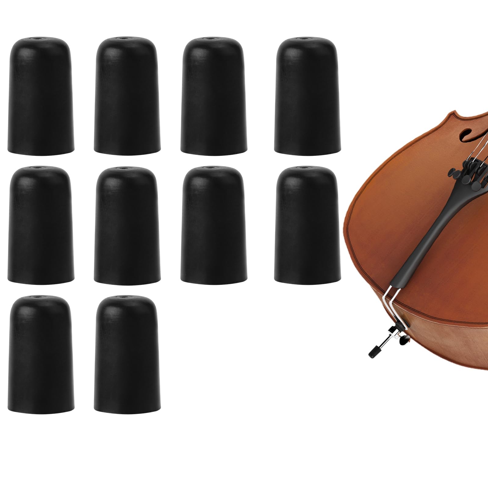4pcs Cello Endpin Rubber Tip, Black Cello Endpin Stopper Rock Stopper the Original Slipstop Holder Rubber Tip Plug End Pin Cap Protector for Practice Performance