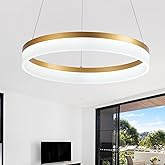 Buccleuch Modern LED Chandelier - Dimmable 19.7" Gold Round Pendant Light, Height Adjustable UL-Certified Ceiling Light for D