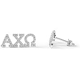 Sorority Shop Alpha Chi Omega Earrings — White Gold Plated Stud Earrings, Long-Lasting Alpha Chi Omega Sorority Gifts for Women