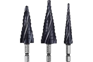 VEVOR Step Drill Bit Set, 1/8-7/8 inch, 3 Pieces Step Drill Bits, 1/4 inch Hex Shank, TiAlN Coating Cobalt HSS High Speed Ste
