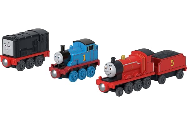 Thomas & Friends by Fisher-Price Toy Trains, Multipack of 3, Die-Cast Thomas, Diesel & James, Push-Around Engines with Magnet