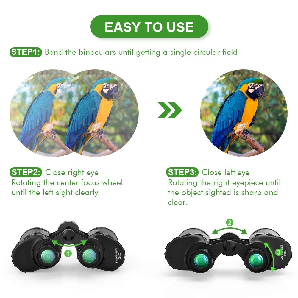 Binoculars for Adults, Sinohrd 10x50 Compact Powerful HD Binoculars for Bird Watching,Traveling,Hunting,Concerts,Sightseeing Telescope with Strap Carrying Bag & Phone Mount