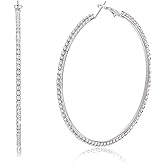 BSJELL Large Hoop Earrings for Women Rhinestone Crystal Big Circle Hoops Stud Earrings Bridal Wedding Jewelry