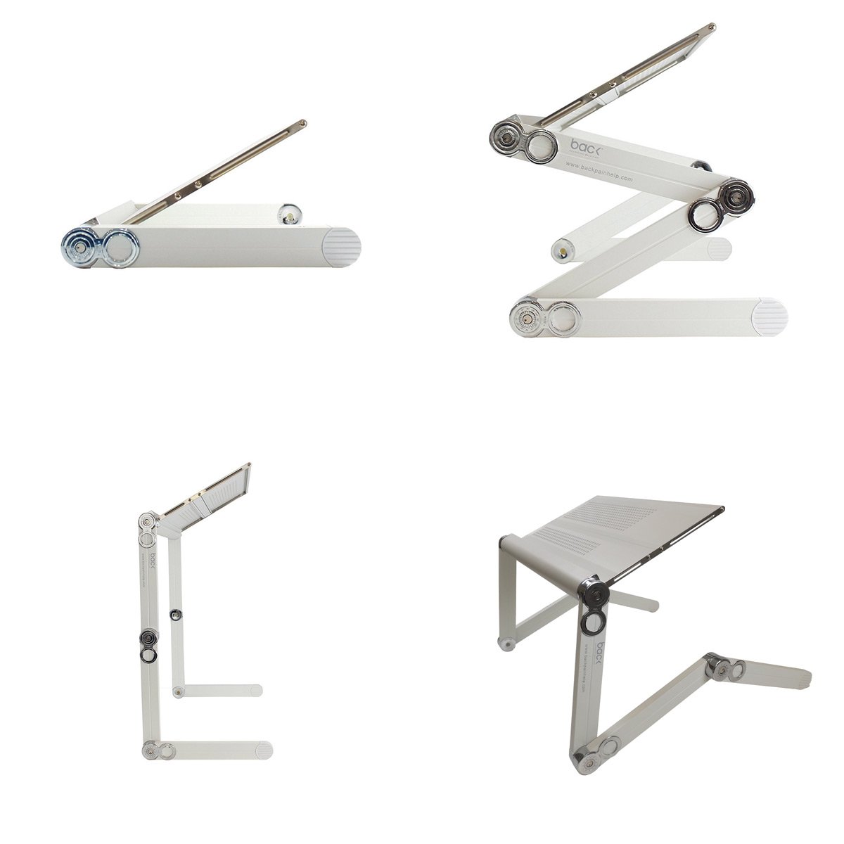 BackPainHelp Portable Adjustable Posture Laptop Stand/Desk/Table for Bed, Alluminium/Zinc