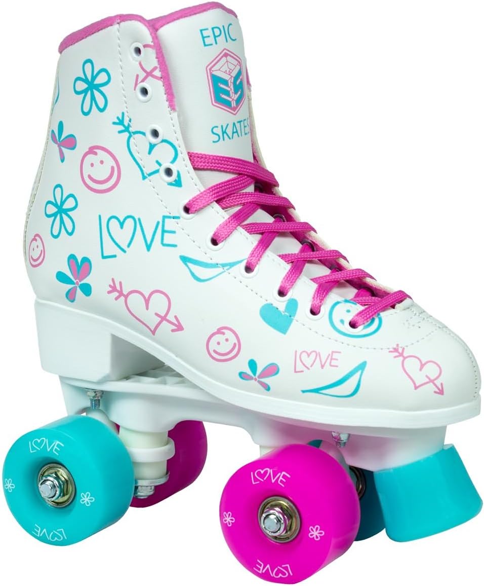Epic Frost HighTop Indoor/Outdoor Quad Roller Skates w/ 2 pr of Laces
