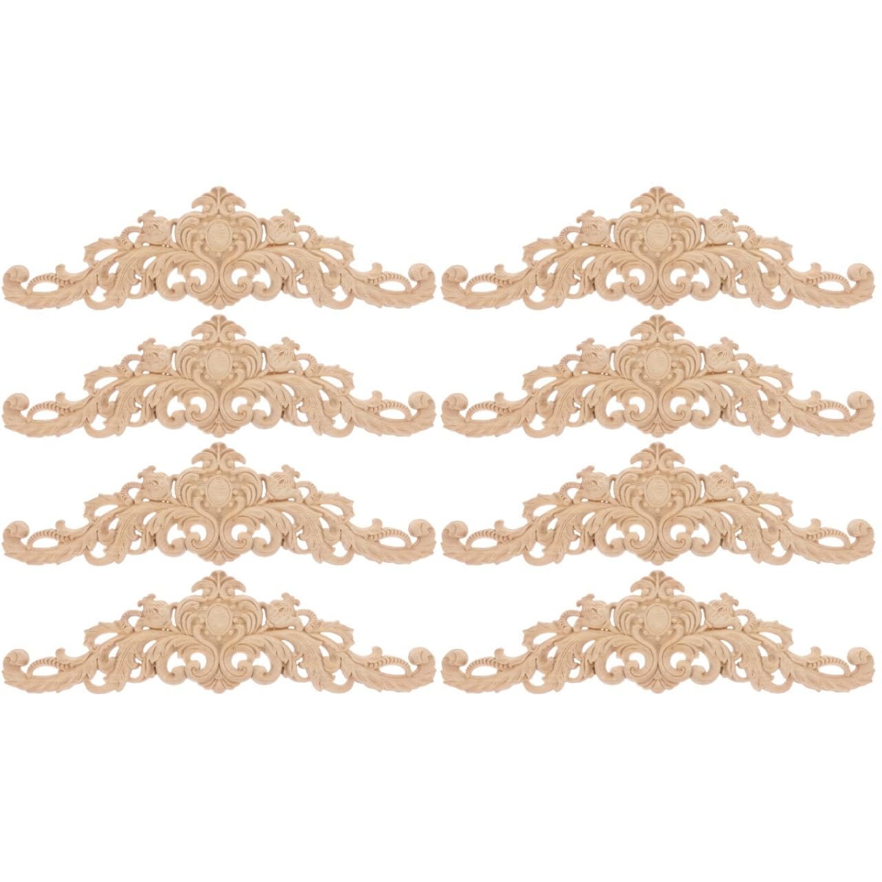 DIYEAH Wood Corner Applique 8 Pcs Solid Wood Carved Furniture Decoration Vintage Style for Door Frame Wall Cabinet DIY Onlay Unpainted Khaki