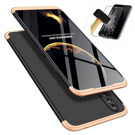 JINICHANGWU kompatibel mit Hülle für Huawei Honor 8X Hülle + Panzerglas, Schale PC Full-Cover Anti-Kratzer Handyhülle Schutzh