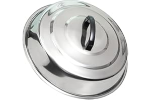 NUOBESTY 38cm Stainless Steel Thickened Wok Lid Frying Pan Cover Sturdy Kitchen Pot Lid Replacement