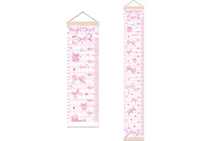 GUAWUBIANG Pink Bow Height Chart for Wall Decor, Cute Bow Decor Height Chart for Teen Girls, Height Measurement for Bedroom Wall Hanging, Perfect for Nursery Room Decor Height Wall Chart