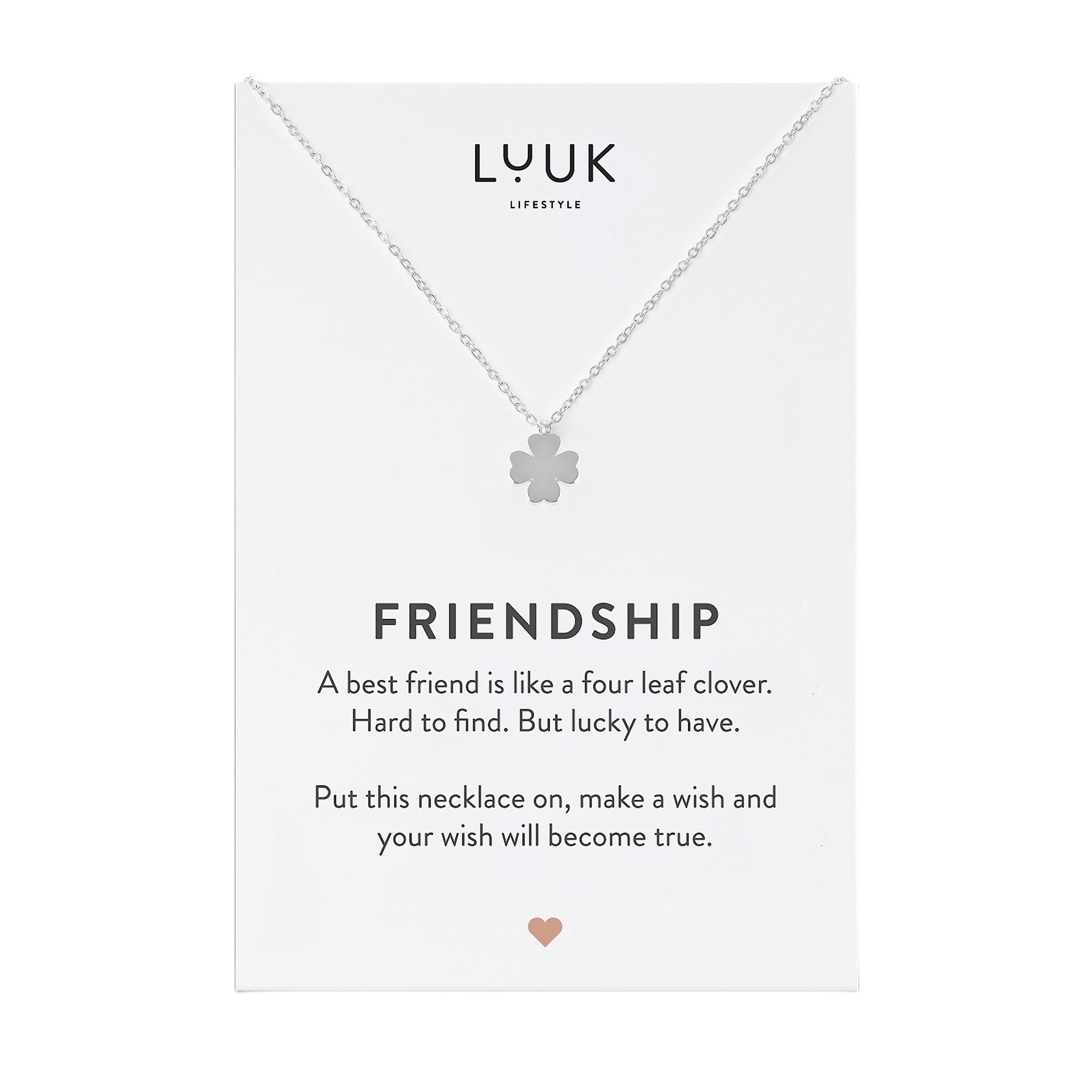 LUUK LIFESTYLE Stainless Steel Pendant Necklace for Women Waterproof Adjustable 50cm Chain Modern Necklace Gift for Her Silver Four-leaf Clover — image 1